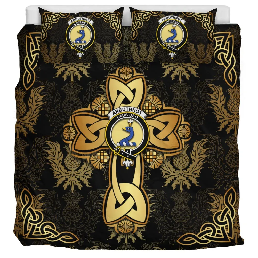 Arbuthnot Clan Bedding Sets Gold Thistle Celtic Style