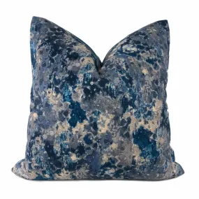 Arden Blue Gray Abstract Floral Pillow Cover