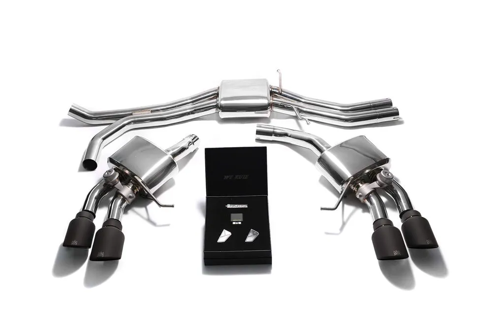 ARMYTRIX Stainless Steel Valvetronic Exhaust System Quad Matte Black Tips Porsche Macan S | GTS | Turbo 2015-2020