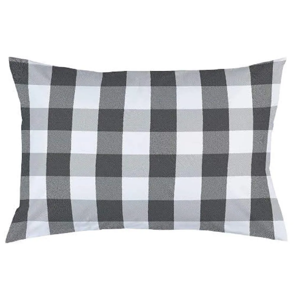 ATOOTFUSION Medium Hard Cotton Pillow, Luxurious Quality Pillow Filler For Perfect Neck Support16X25 Inc Checkered Pillow (Black And White Check, Pack of 2)