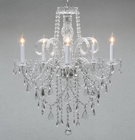 Authentic All Crystal Chandelier H30" X W24" - Go-A46-3/385/5