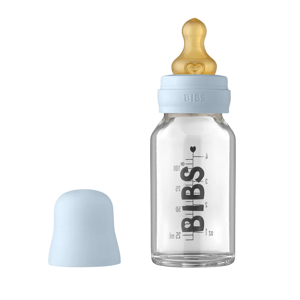 Baby Glass Bottle Complete Set 110ml - Baby Blue