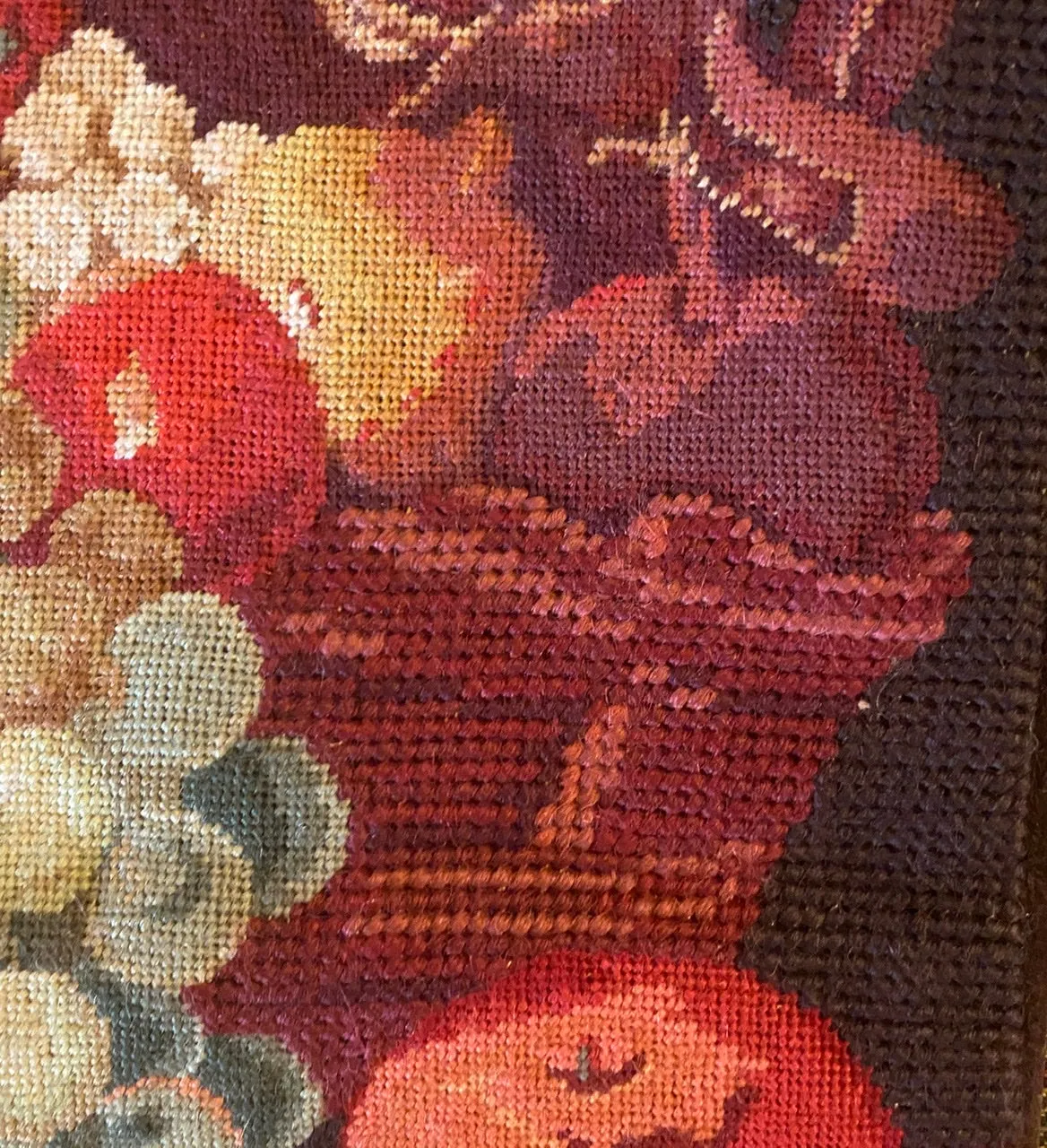 Basket of Fruit Colorful Needlepoint Petit Point Wool Pillow Cover