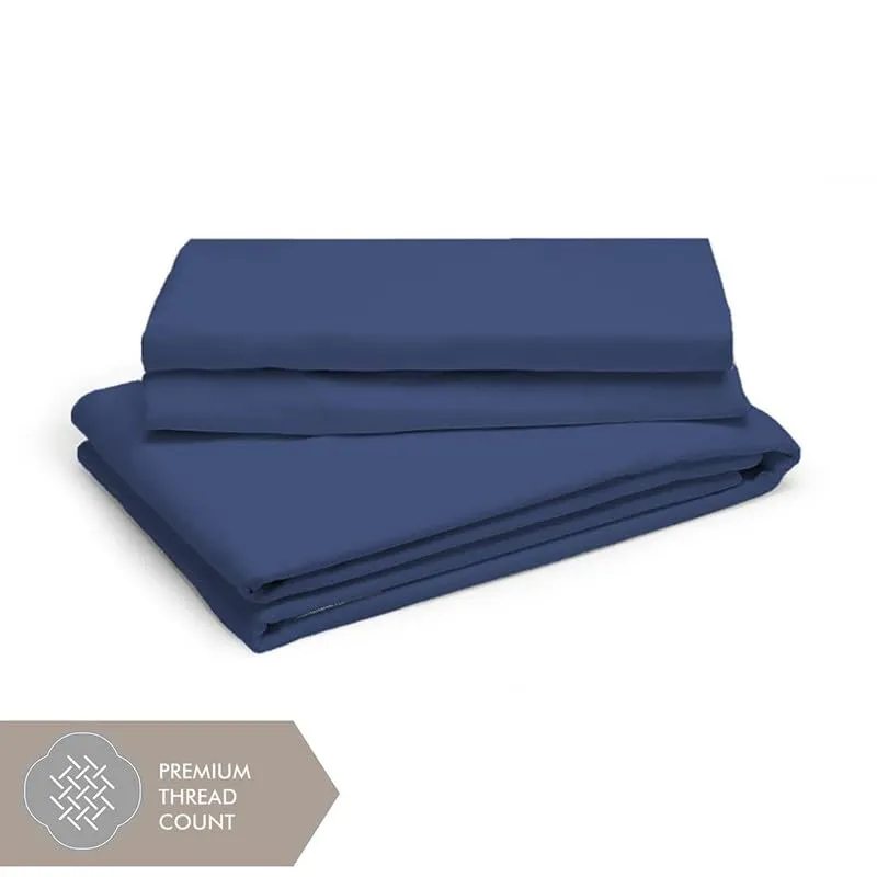 Bedsheet for Double Bed, Bedsheet King Size Bed Cotton with 2 Pillow Covers, 240 TC 100% Cotton Premium Solid Flat Bedsheet (Blue, 90x100 inches)