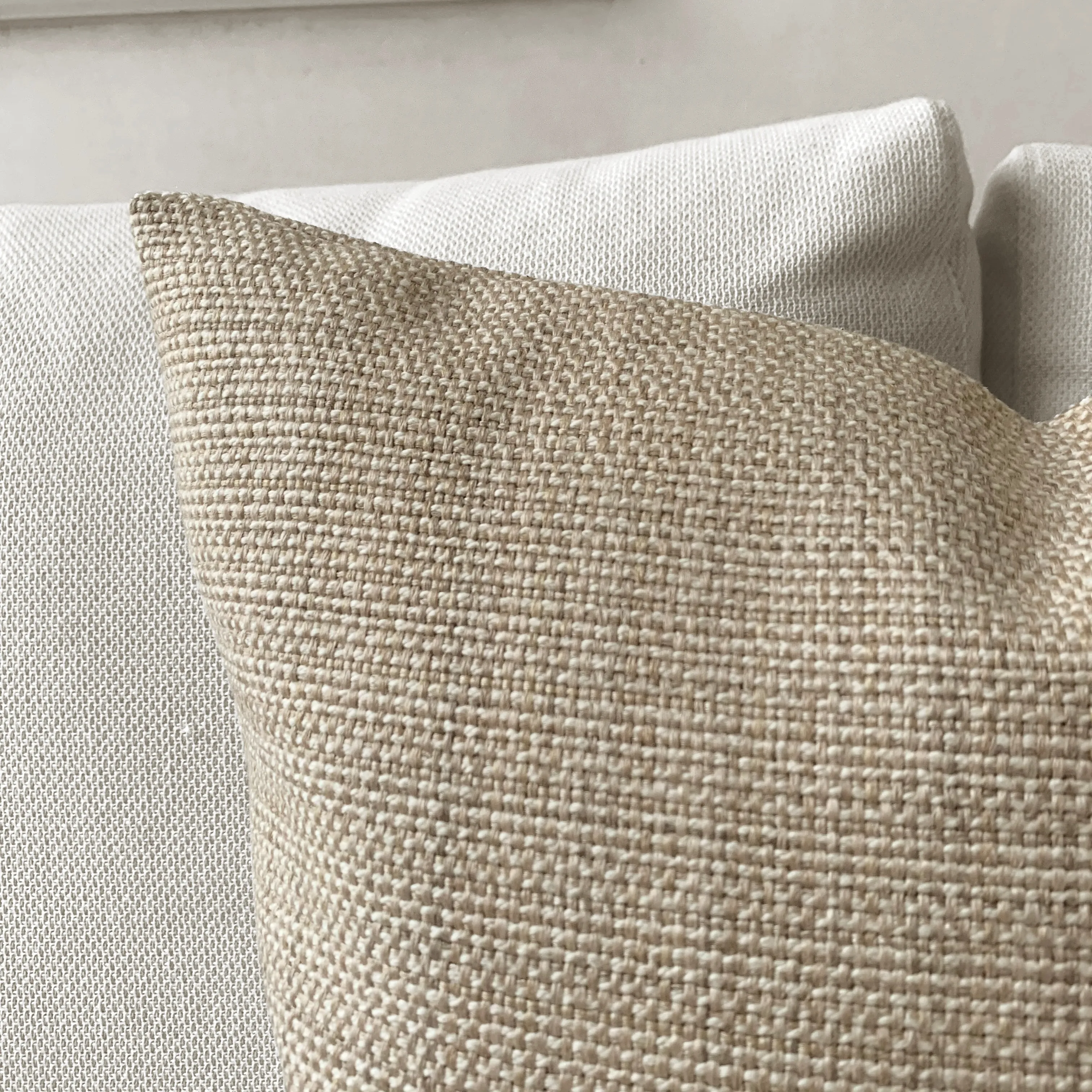 Beige Textured Solid Throw Pillow Cover 20x20