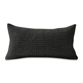 Black Solid Textured Lumbar Pillow Cover 11x21