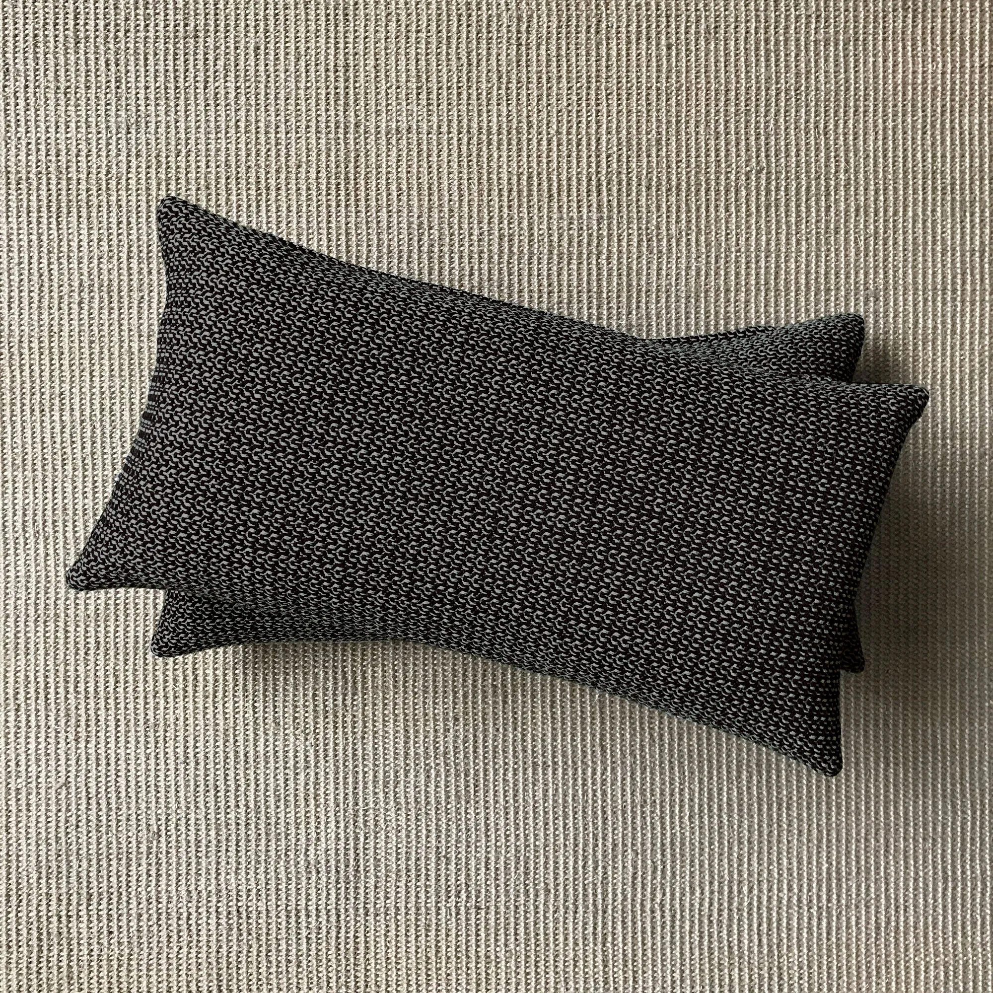 Black Solid Textured Lumbar Pillow Cover 11x21