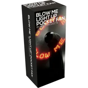 Black Vibrating Blow me Light Up Pocket Fan