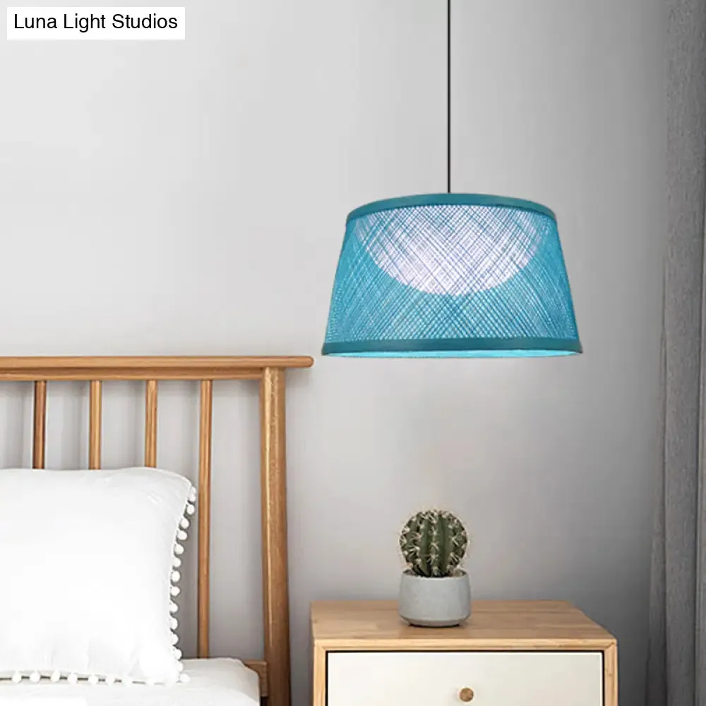 Blue Rope Drum Ceiling Hang Fixture in 16"/20.5"/24" W with 1-Light Drop Pendant and Inner Dome Acrylic Shade - Warehouse Lighting