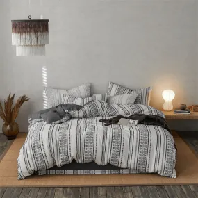 Boho Jacquard Cotton Bedding Set / Black Gray