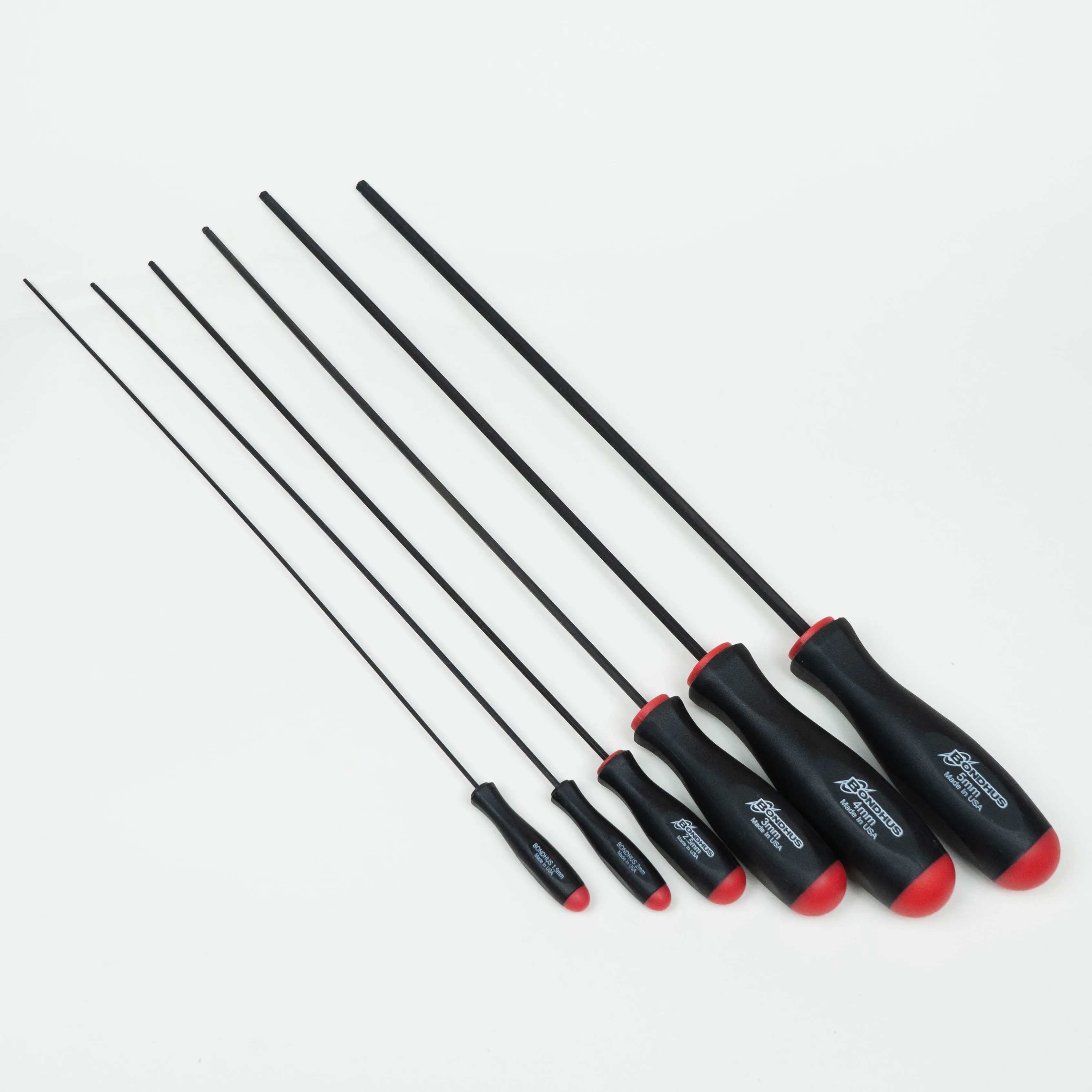 Bondhus M376 Metric Extra Long Ball End Hex Screwdriver Set 1.5mm to 5mm 6 Piece