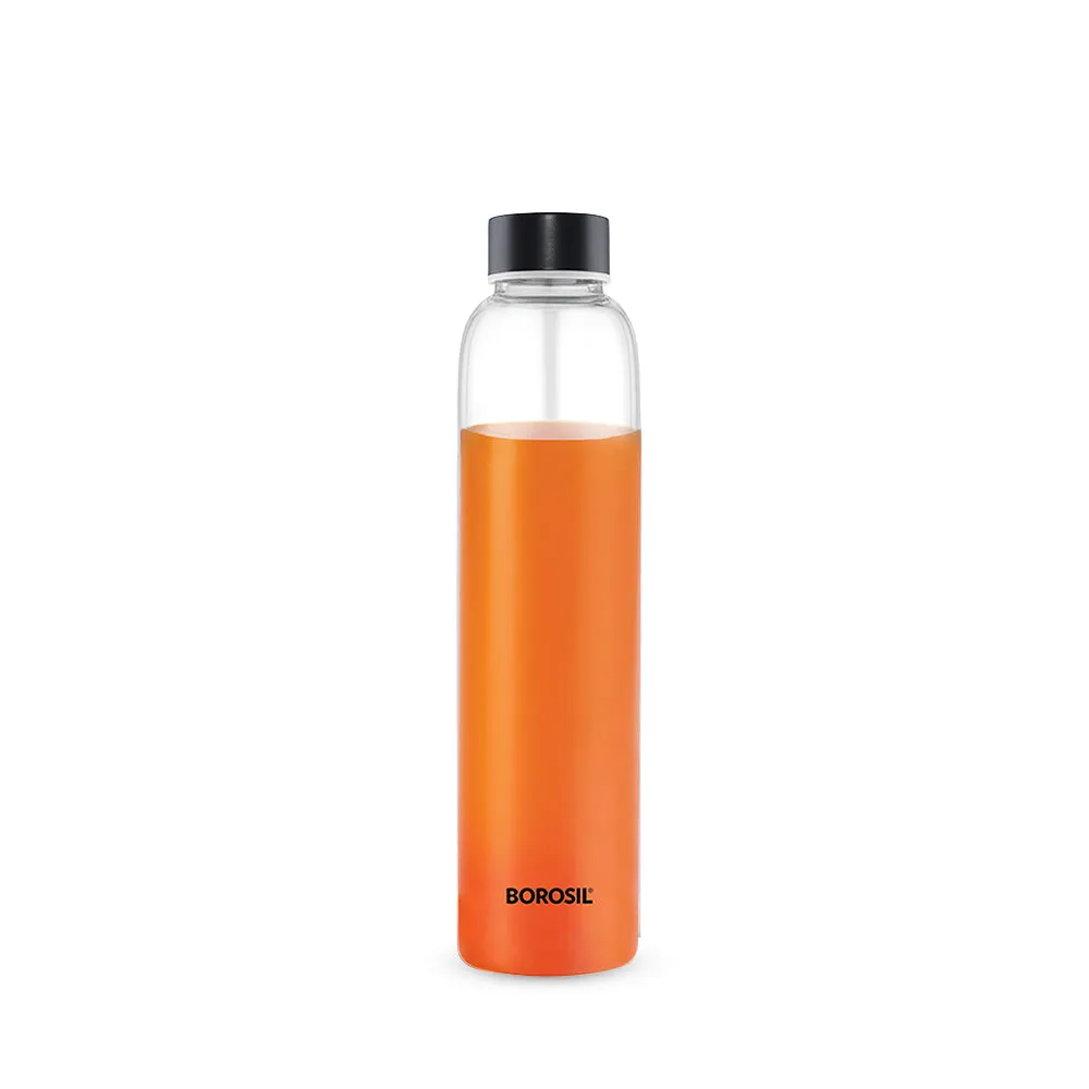 Borosil Crysto Slim Glass Bottle - Black Lid