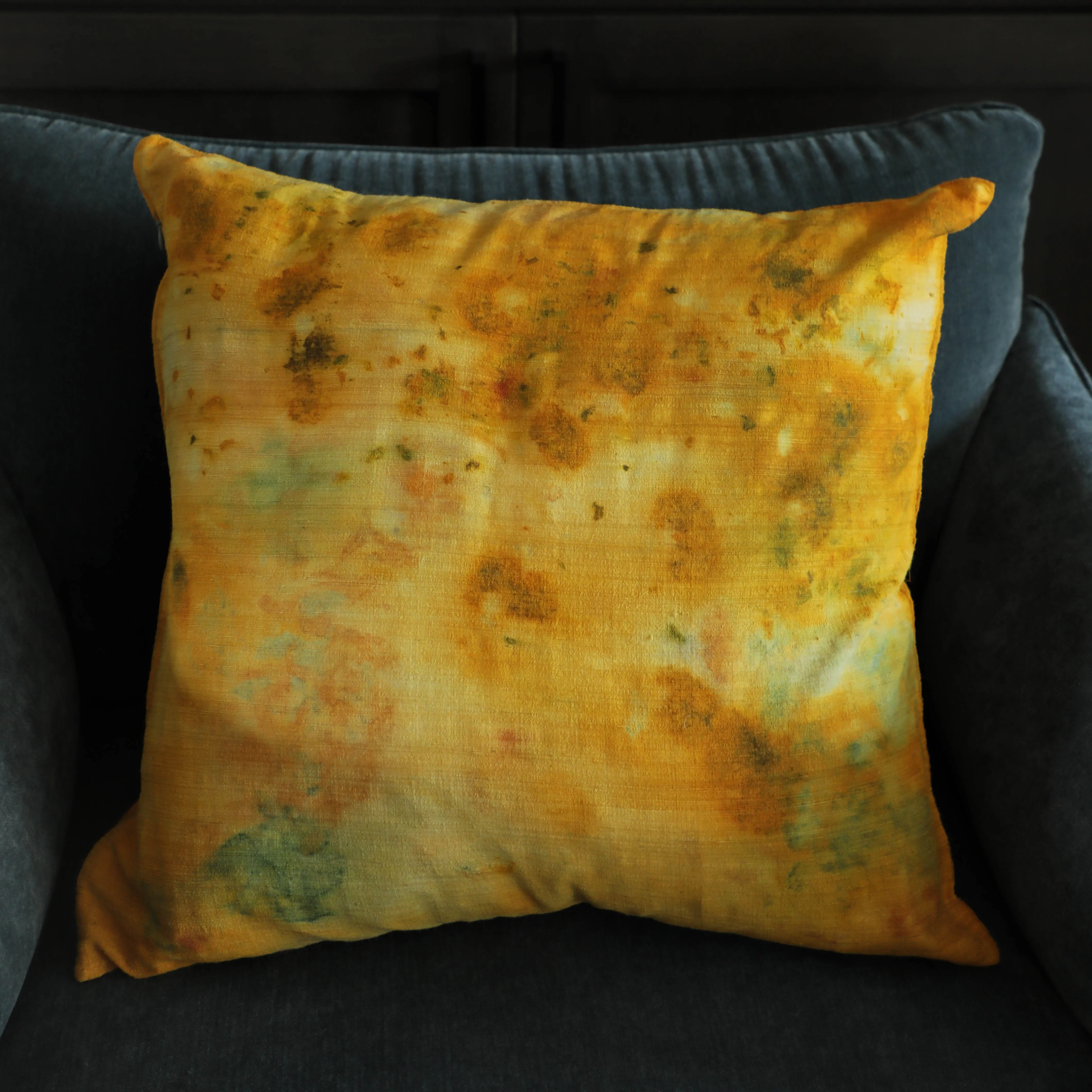 Botanical Print Marigold | Organic Eri Silk Pillow Cover