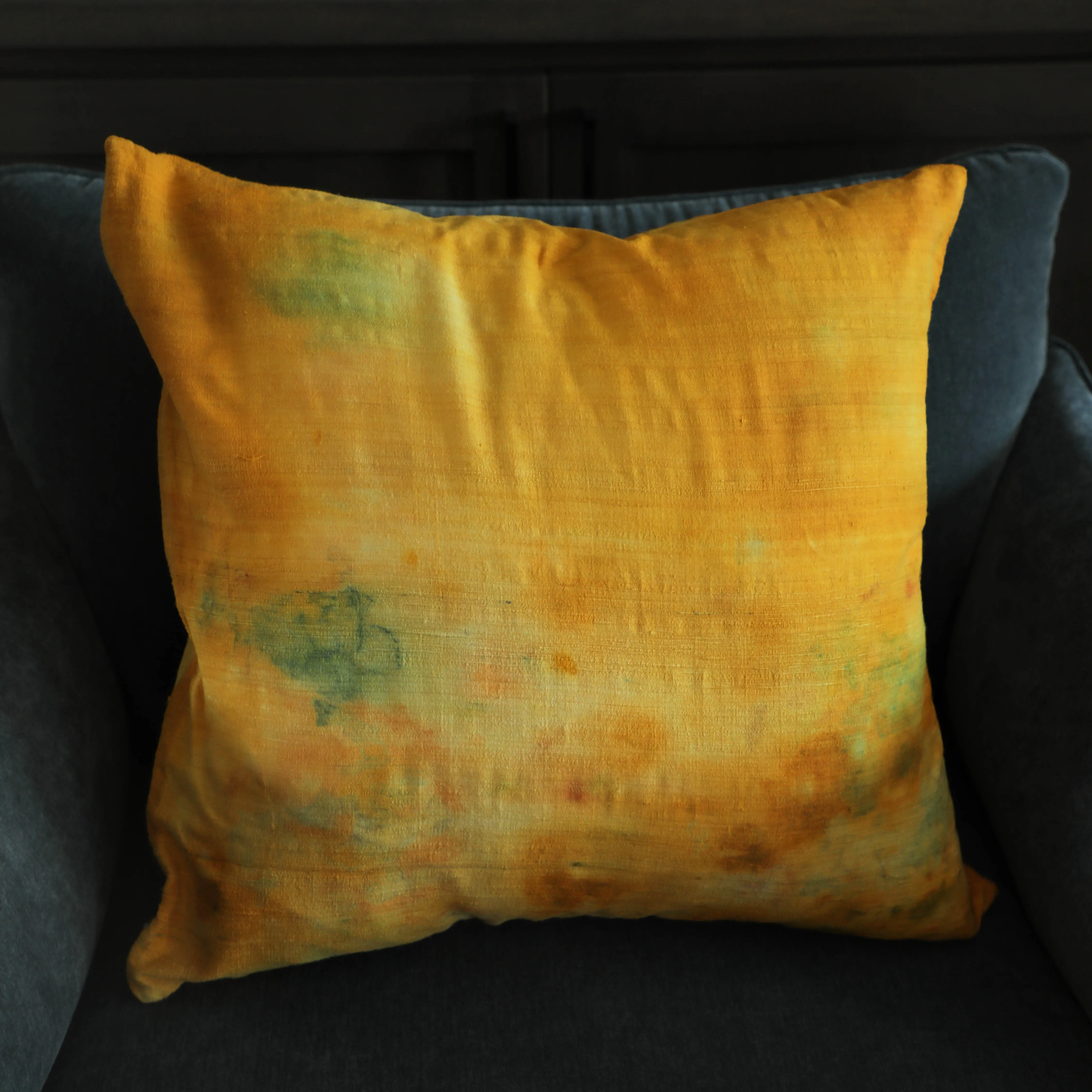 Botanical Print Marigold | Organic Eri Silk Pillow Cover