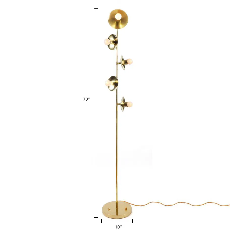 Brass Five Blossom Floor Lamp