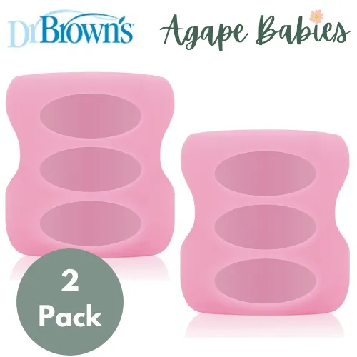 [Bundle of 2] Dr Brown's 5 oz/150 ml Wide-Neck Glass Bottle Sleeve - Light Pink