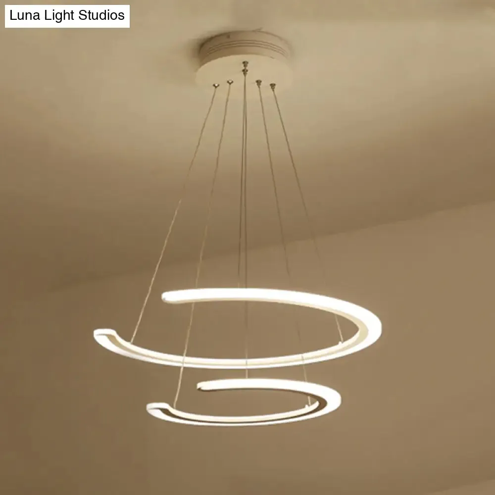 C Ring Dining Room Chandelier Acrylic LED 1/2/3 Light Postmodern Ceiling Pendant in Warm/White/Natural Light