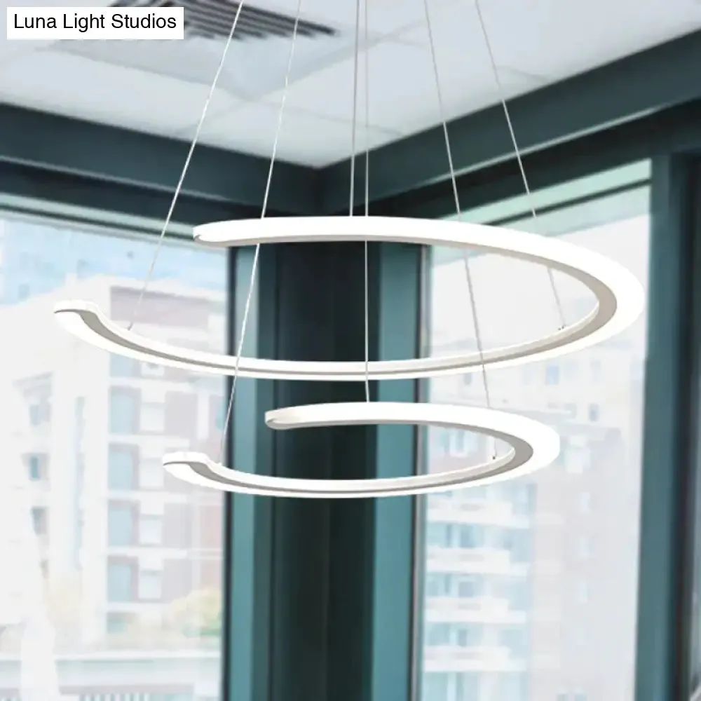 C Ring Dining Room Chandelier Acrylic LED 1/2/3 Light Postmodern Ceiling Pendant in Warm/White/Natural Light