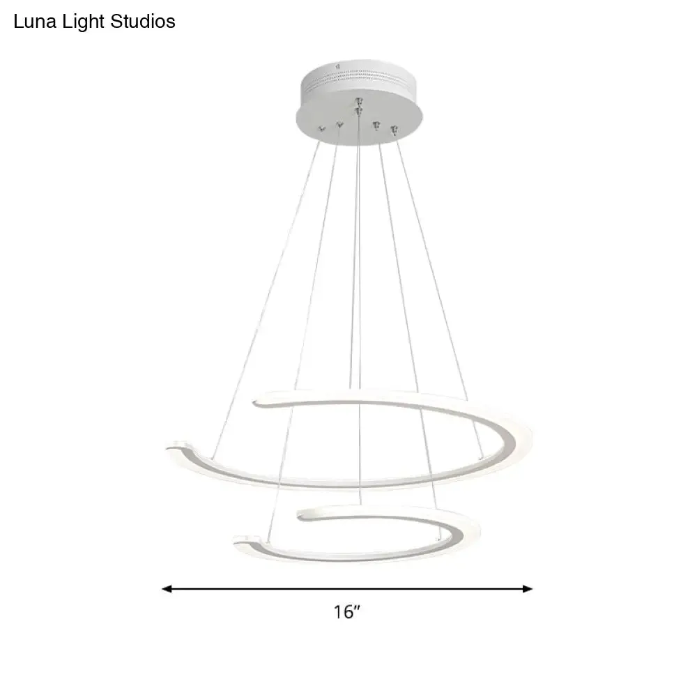 C Ring Dining Room Chandelier Acrylic LED 1/2/3 Light Postmodern Ceiling Pendant in Warm/White/Natural Light