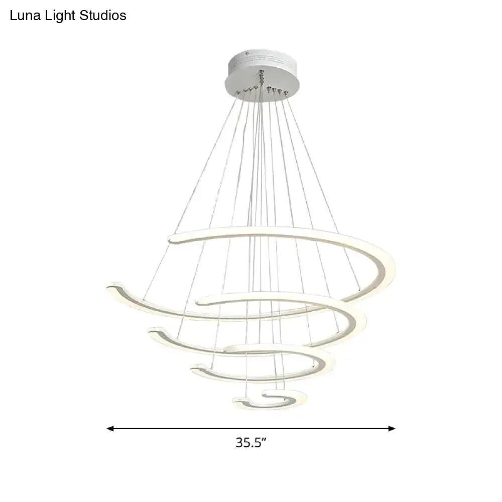 C Ring Dining Room Chandelier Acrylic LED 1/2/3 Light Postmodern Ceiling Pendant in Warm/White/Natural Light