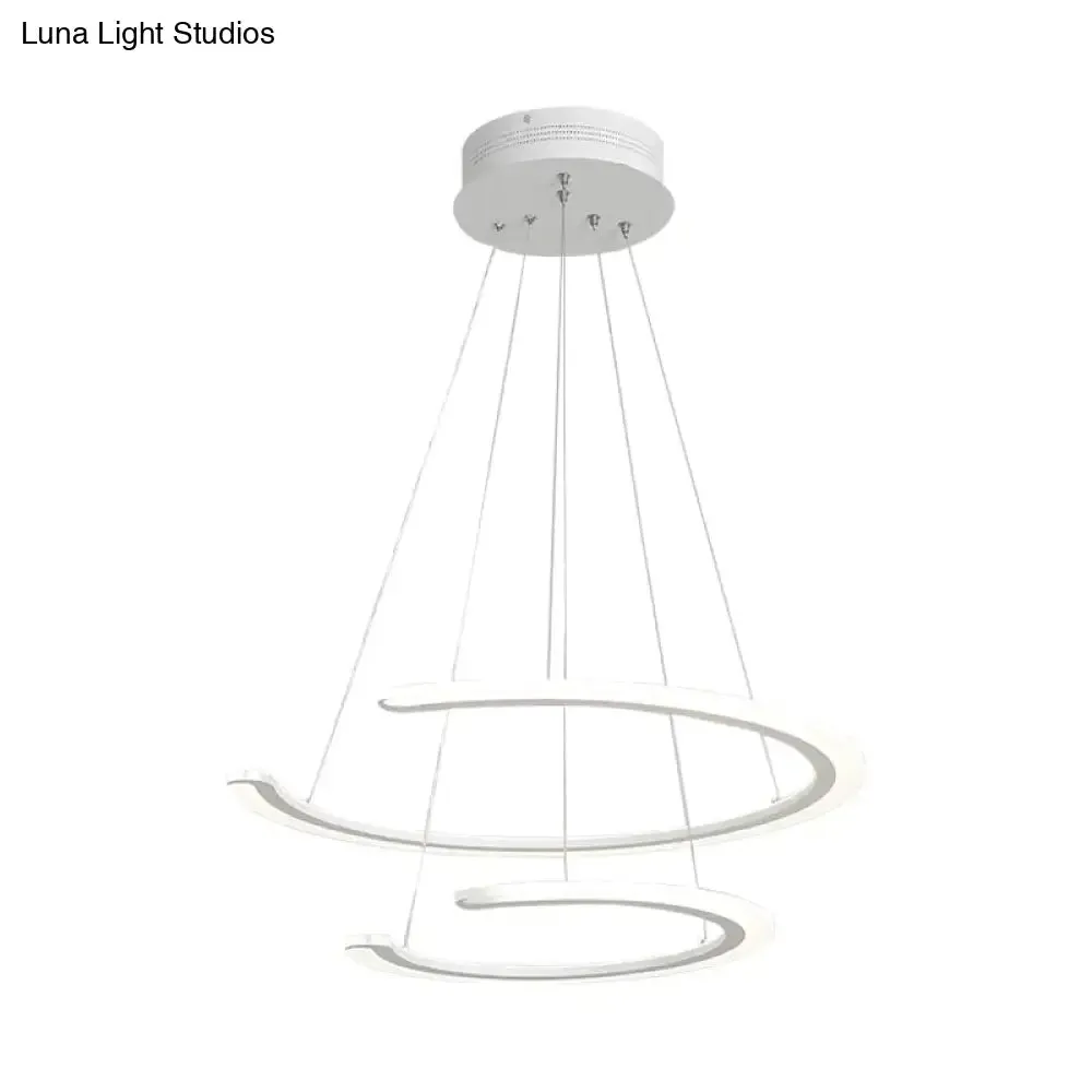 C Ring Dining Room Chandelier Acrylic LED 1/2/3 Light Postmodern Ceiling Pendant in Warm/White/Natural Light