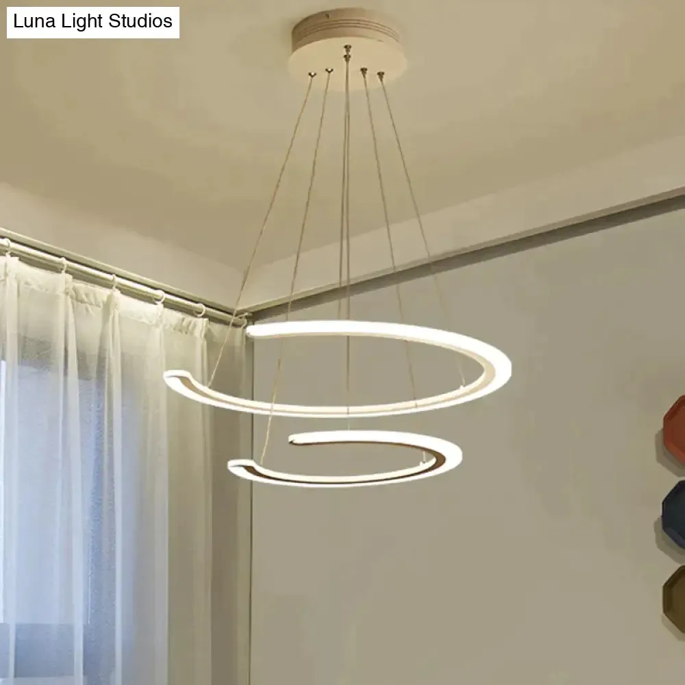 C Ring Dining Room Chandelier Acrylic LED 1/2/3 Light Postmodern Ceiling Pendant in Warm/White/Natural Light