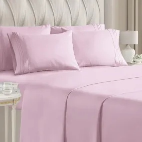 California King Size Sheet Set - 6 Piece Set - Hotel Luxury Bed Sheets - Extra Soft - Deep Pockets - Easy Fit - Breathable & Cooling - Wrinkle Free - Comfy - Light Pink Bed Sheets - Cali Kings Sheets