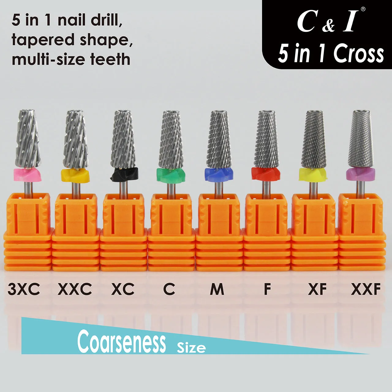 C&I Nail Drill 5 in 1 Crossed File-Teeth Version E-File for Electric Nail Drill Machine Professional E File for Nail Techs