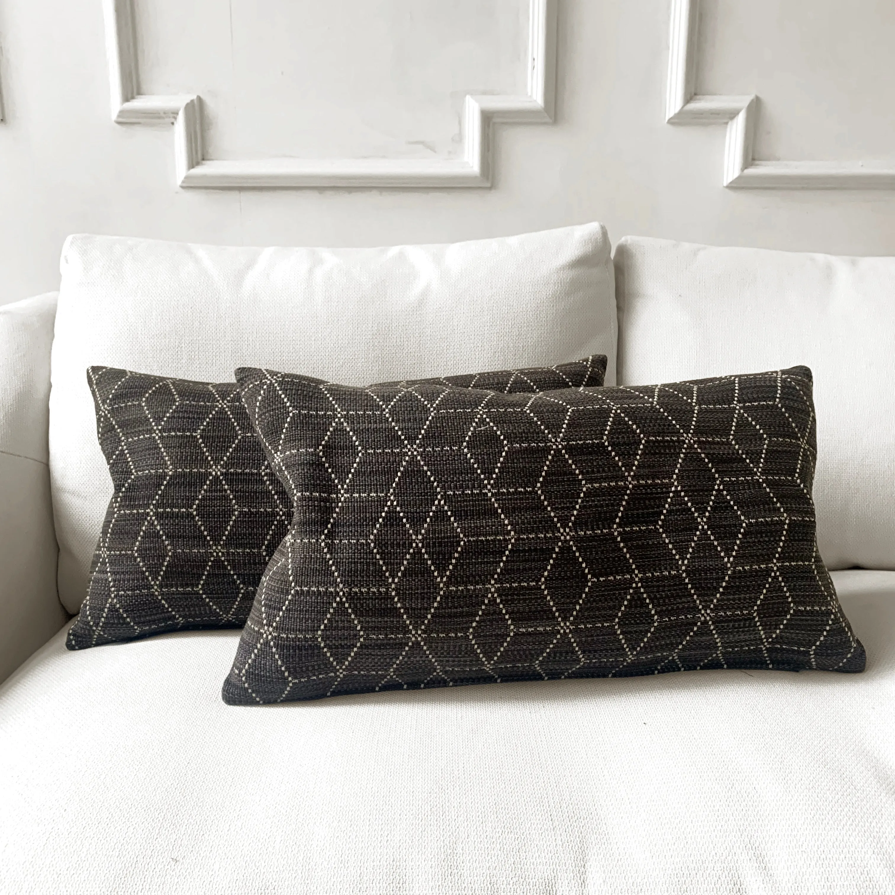 Charcoal Graphic Lumbar Pillow Cover 15x26