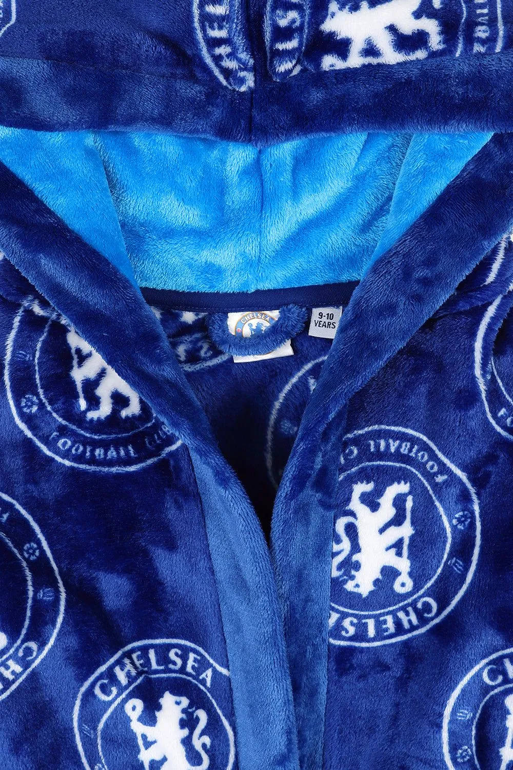 Chelsea F.C. Boys Official Dressing Gown Fleece Hooded Kids Robe W23