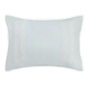 Chloe Cottage Blue Cross Stitched Throw Pillow