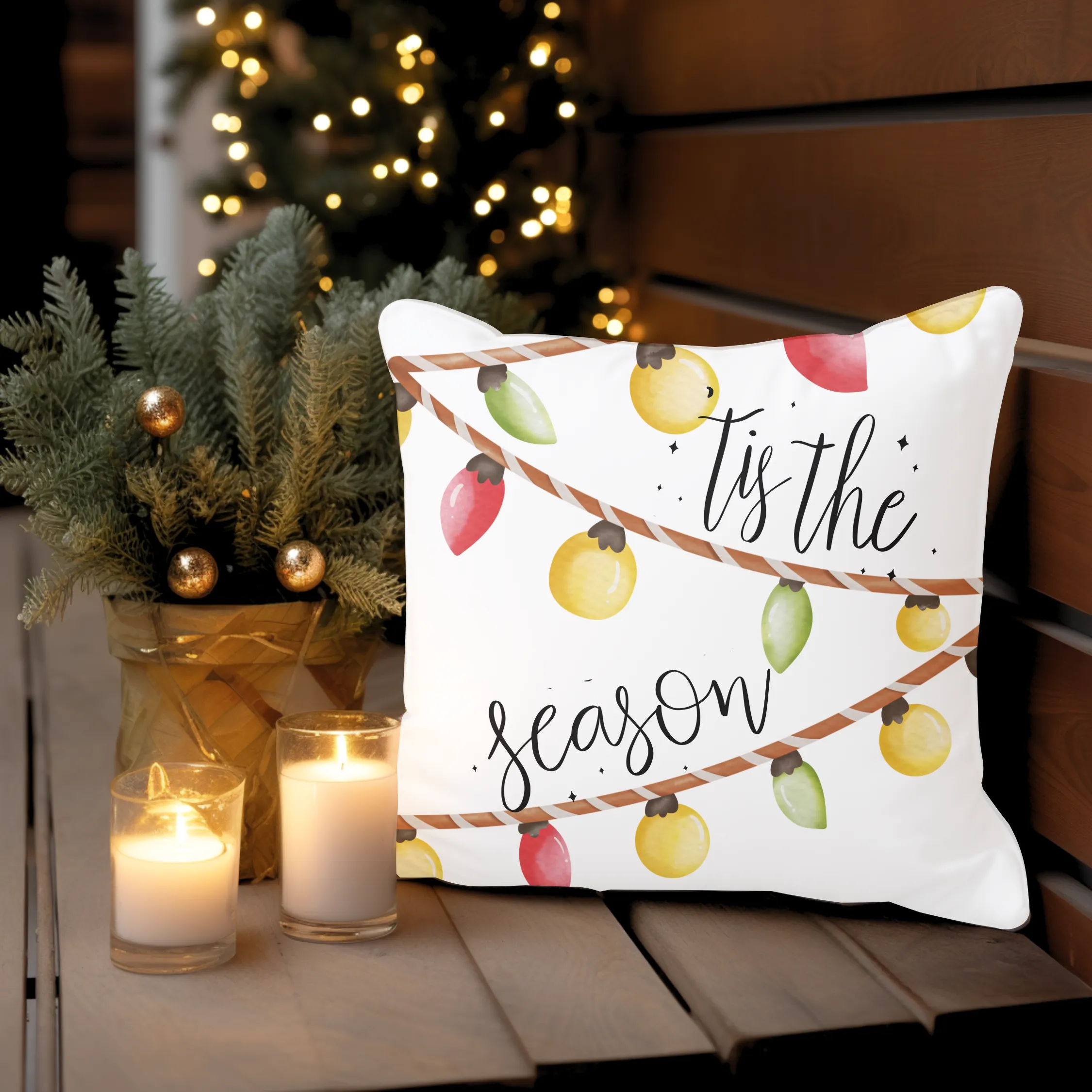 Christmas Pillow Covers, Square Pillow Cover, Country Pillow Covers, Holiday Decor Pillow Cover, Tis The Season, Fun Christmas Pillows