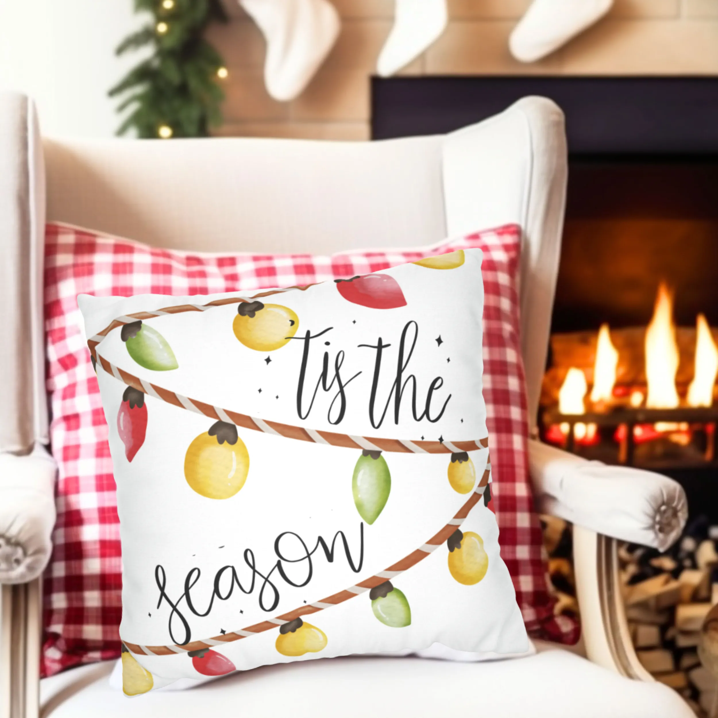 Christmas Pillow Covers, Square Pillow Cover, Country Pillow Covers, Holiday Decor Pillow Cover, Tis The Season, Fun Christmas Pillows