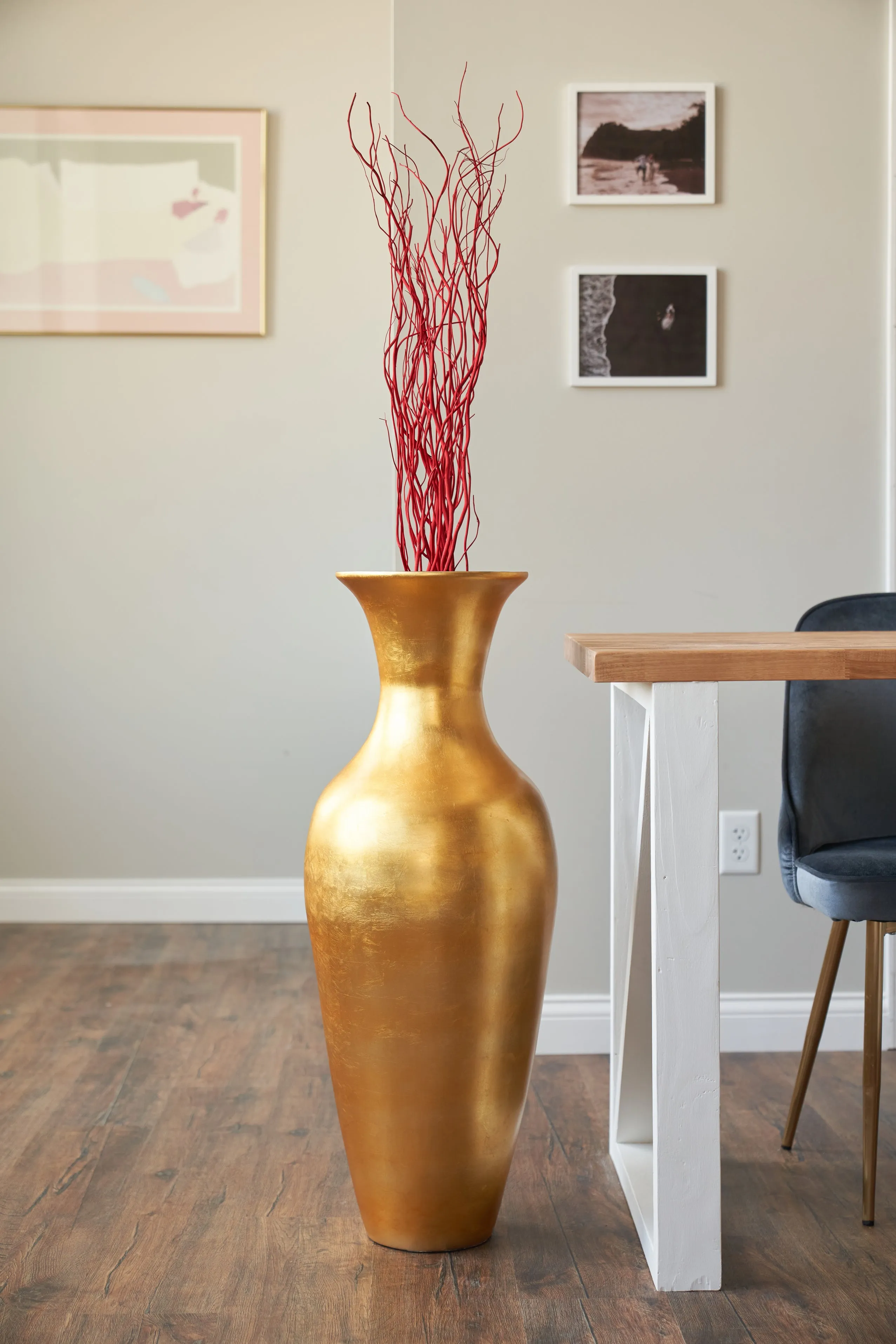 Classic Bamboo Floor Vase - Solid Gold