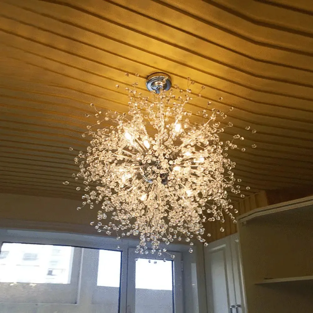 Clear Crystal Firework Shade Chandelier - 8/12 Light Indoor Ceiling Fixture - Contemporary Lighting