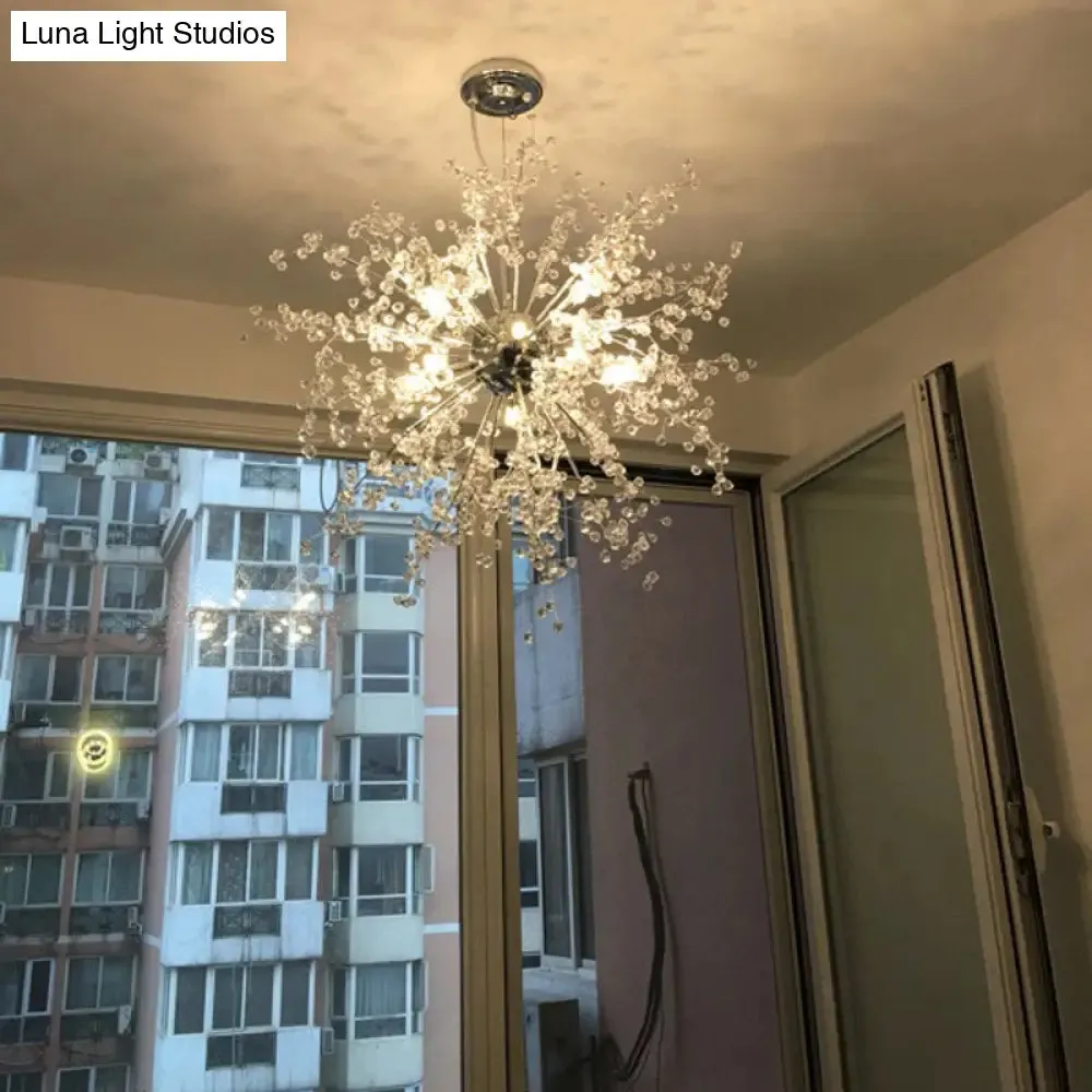 Clear Crystal Firework Shade Chandelier - 8/12 Light Indoor Ceiling Fixture - Contemporary Lighting