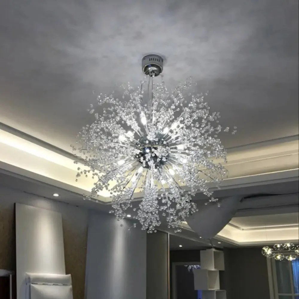 Clear Crystal Firework Shade Chandelier - 8/12 Light Indoor Ceiling Fixture - Contemporary Lighting