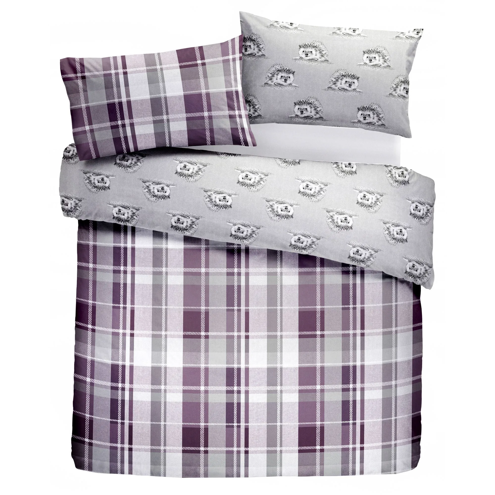 Colville Check Duvet Cover Set by Dreams & Drapes Lodge in Plum