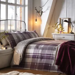 Colville Check Duvet Cover Set by Dreams & Drapes Lodge in Plum