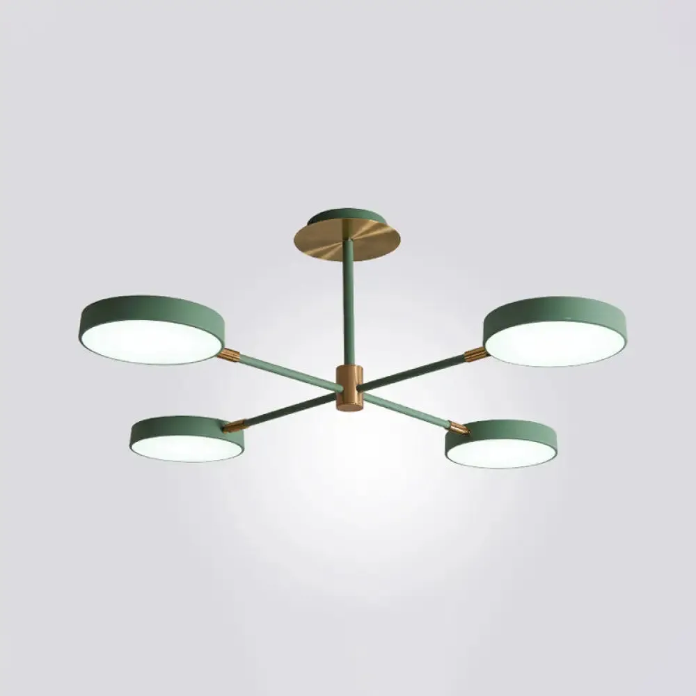 Contemporary Acrylic Drum Pendant Chandelier with Sputnik Design