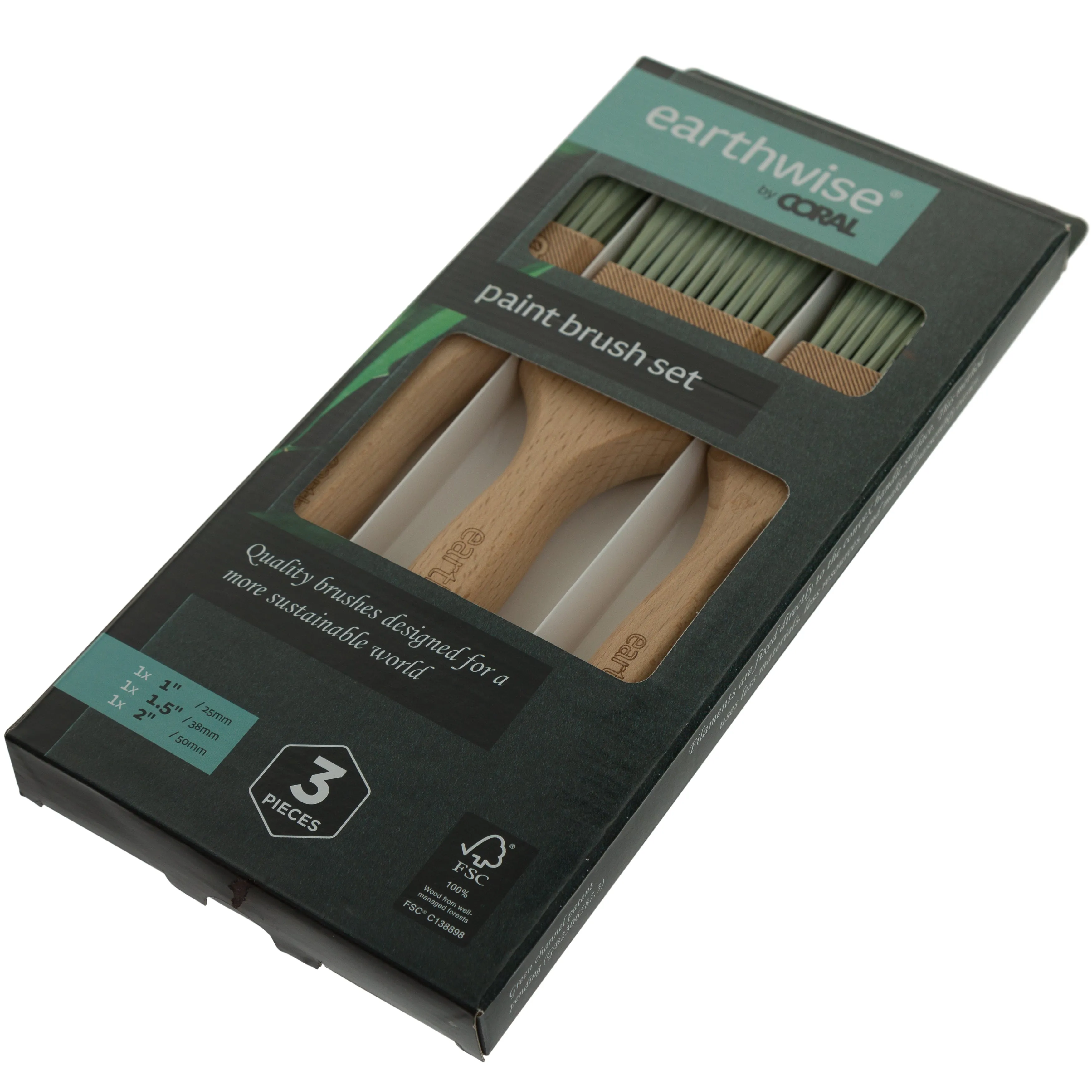 Coral Earthwise Paint Brush Set 3 Piece