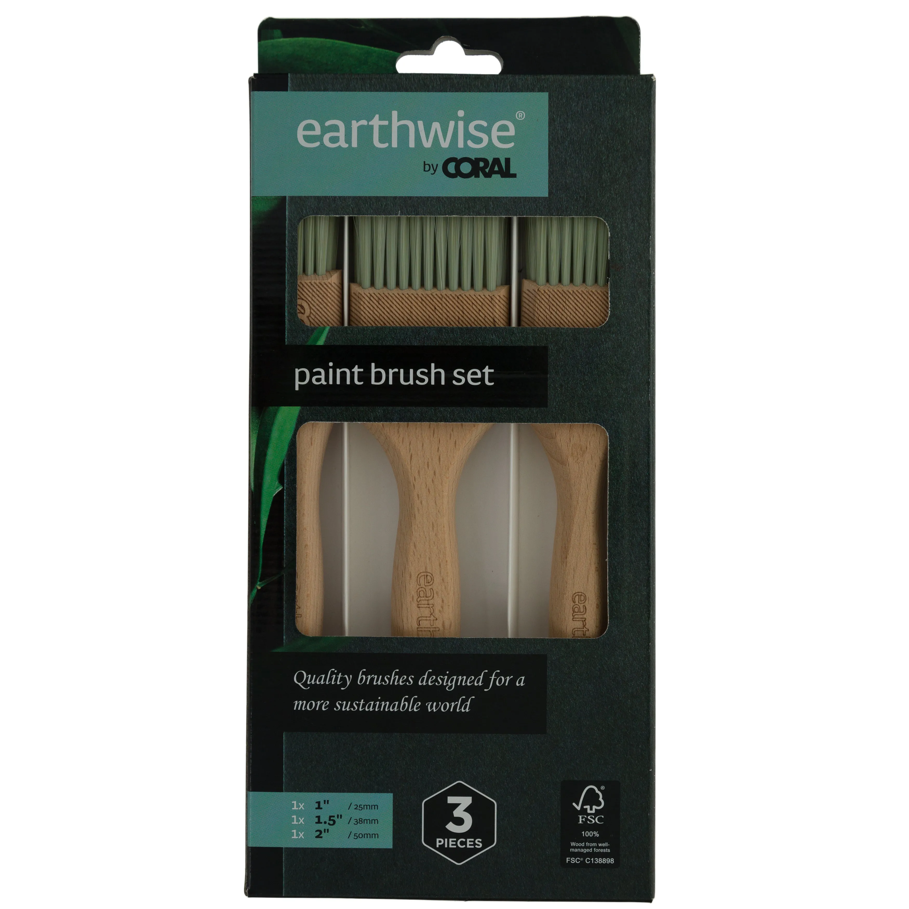 Coral Earthwise Paint Brush Set 3 Piece