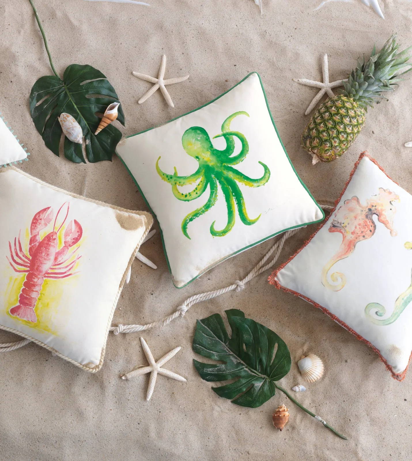 Coral Reef Octopus Outdoor Throw Pillow Cover 18x18