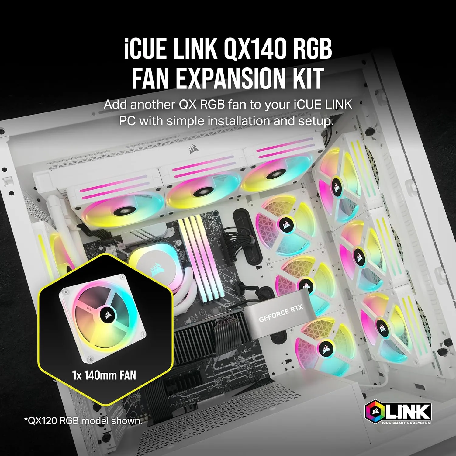 Corsair iCUE LINK QX140 RGB 140mm PWM PC Fan Expansion Kit - White 白色 (單裝) CO-9051007-WW