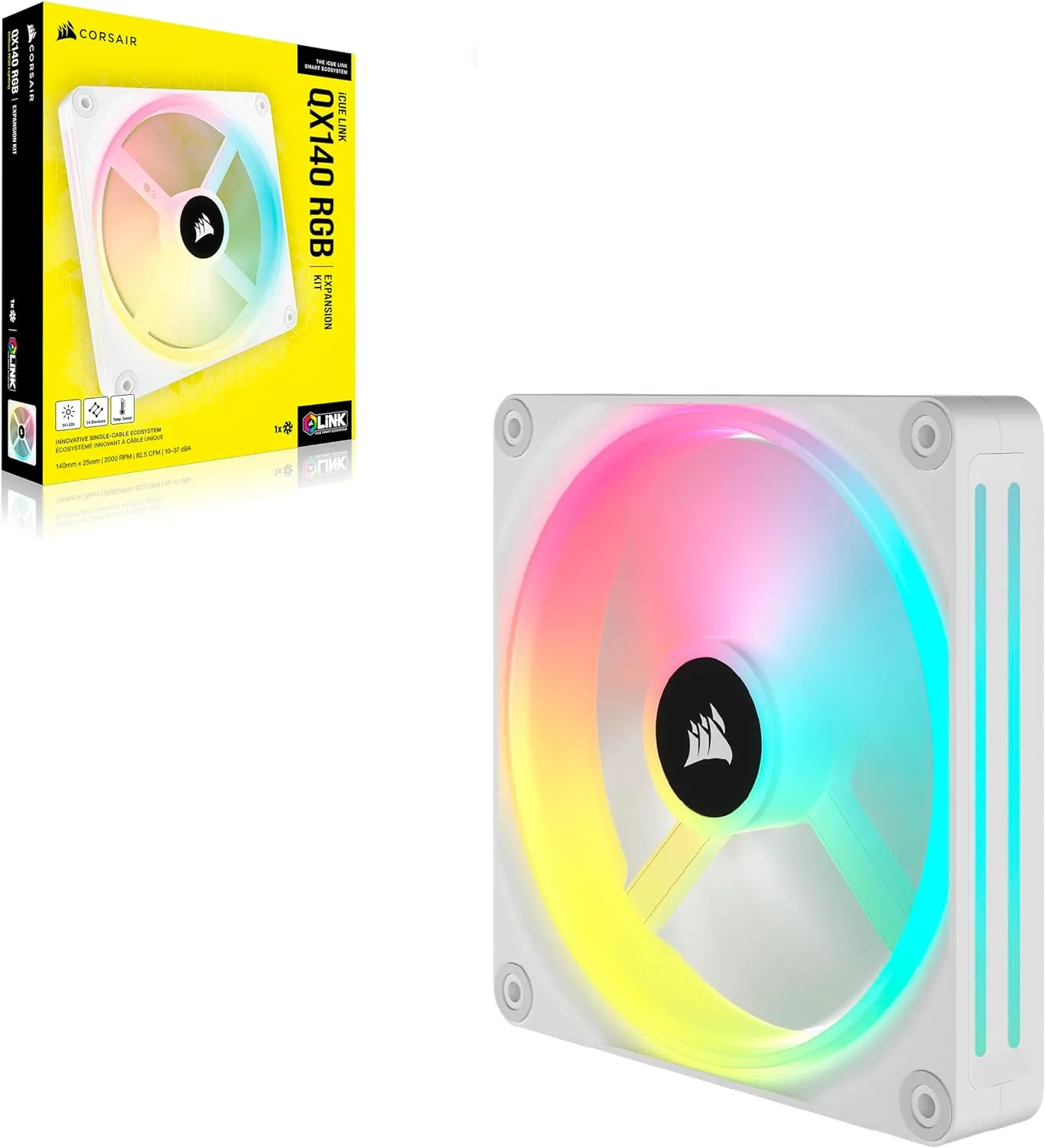 Corsair iCUE LINK QX140 RGB 140mm PWM PC Fan Expansion Kit - White 白色 (單裝) CO-9051007-WW