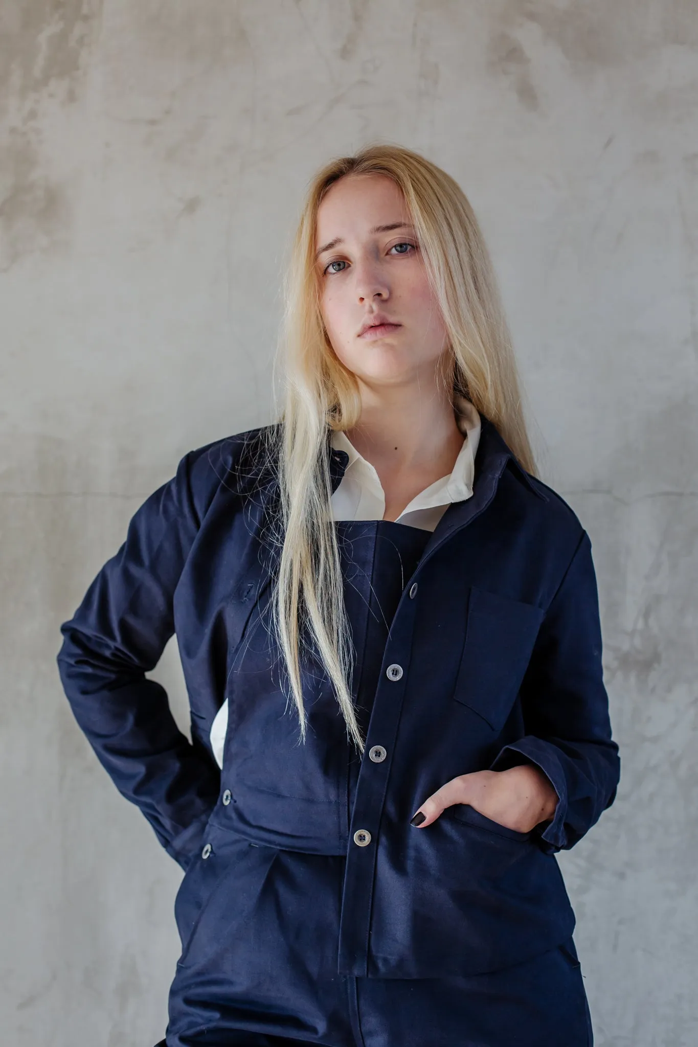 Cotton Drill Jacket - Navy