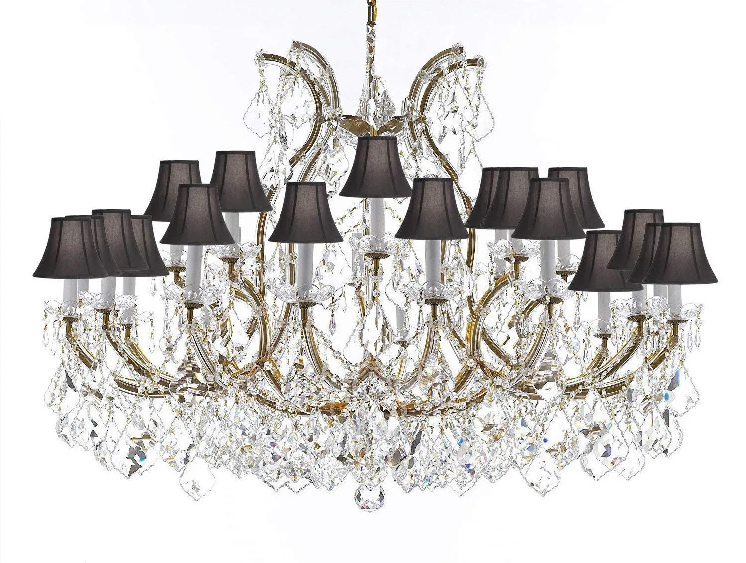 Crystal Chandelier Lighting Chandeliers H35" X W46" Great for The Foyer, Entry Way, Living Room, Family Room and More! w/Black Shades - A83-B62/BLACKSHADES/2MT/24 1