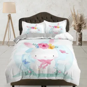 Cute Little Bunny Bedding, Duvet Cover Set & Pillowcase, Zipper Bedding, Dorm Bedding, Teens Adult Duvet King Queen Full Twin Single