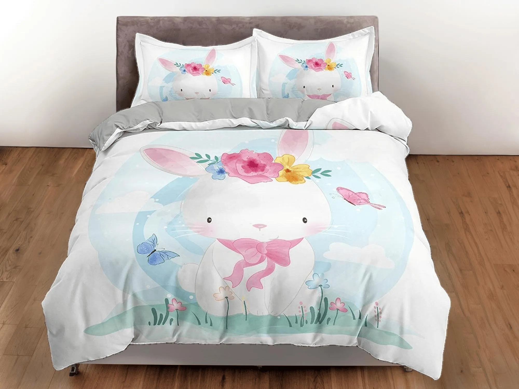 Cute Little Bunny Bedding, Duvet Cover Set & Pillowcase, Zipper Bedding, Dorm Bedding, Teens Adult Duvet King Queen Full Twin Single