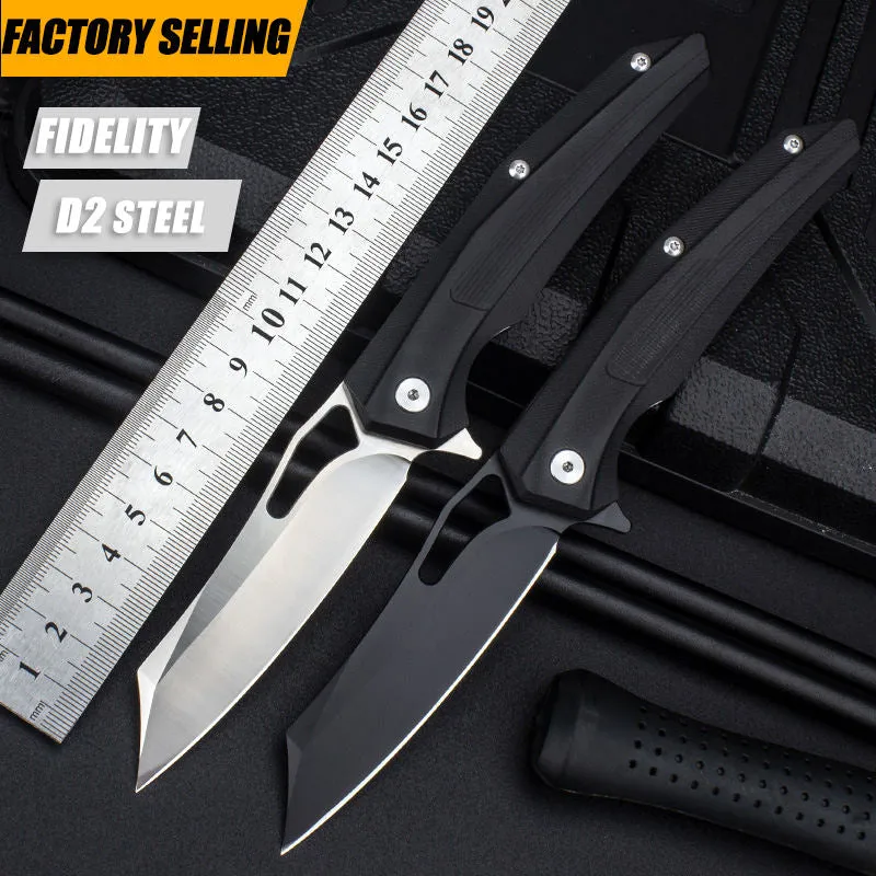 D2 Steel G10 Handle Pocket Knife Razor Sharp Blade Drop Point Hunting Knives Survival Camping Folding Knife